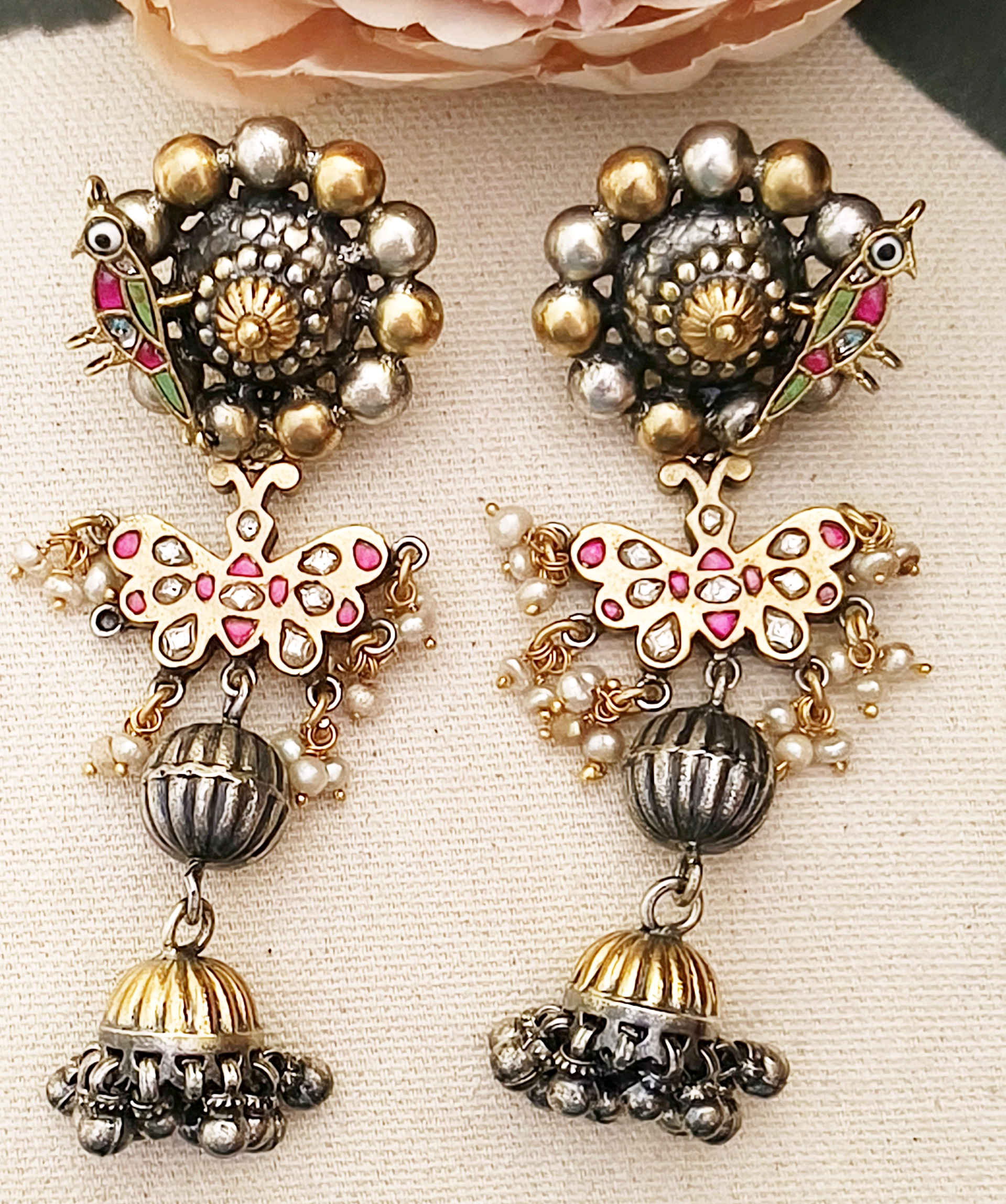 Gharana Titli Earrings in Dual Tone